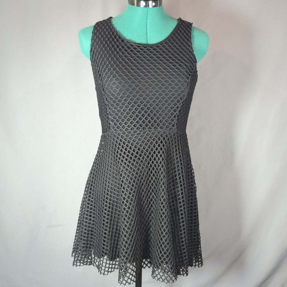 Finn & Clover Black Mesh Sheer Mini Dress XS